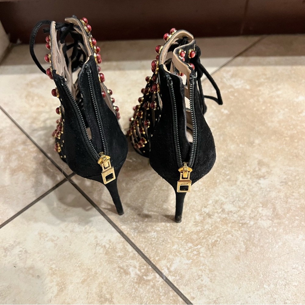 Elie Saab Studs & Suede Cage Sandals Size 36.5 - Picture 5 of 12